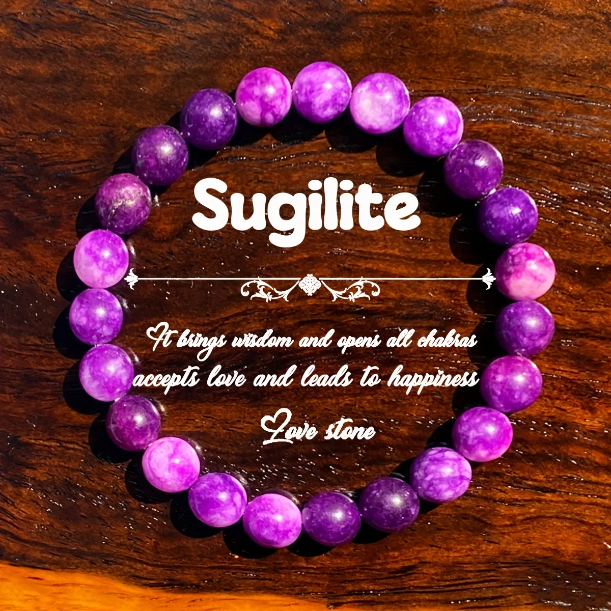 1pc/Love Stone Bracelet 8mm Purple Sugilite Bracelet, accept love, bring happiness jewelry gift [Natural stone color random]