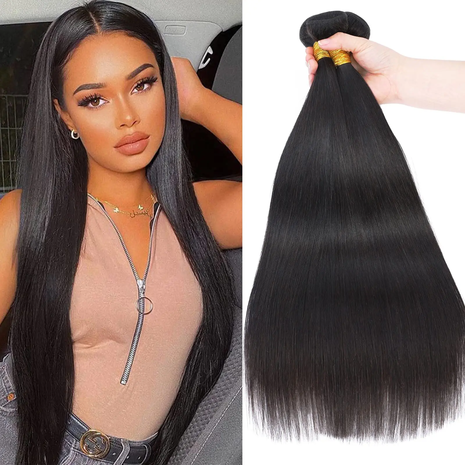 Straight Bundles Bone Straight 100% Human Hair Bundles For Black Women  28 30 32 inch Remy Hair Extension