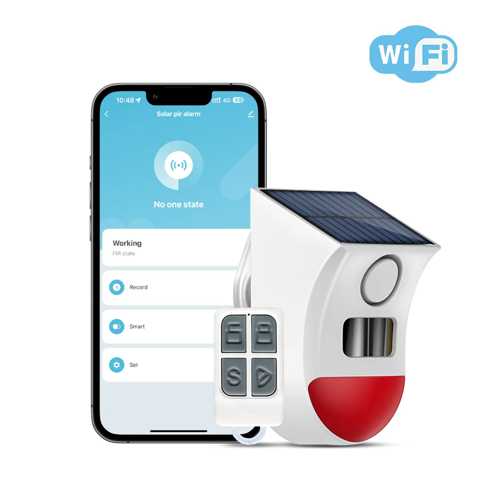 Tuya WiFi 2in1 Solar Siren Alarm 120dB Wireless Outdoor Security Alarm Detector Waterproof PIR Motion Sensor Siren for Home Farm image 3