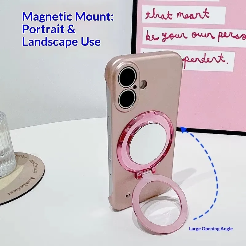 携帯用磁気グリッター付きスマホグリップ、粘着式スタンド、化粧ツール、女の子、女性、外出先でのメイク、自撮り、旅行必需品