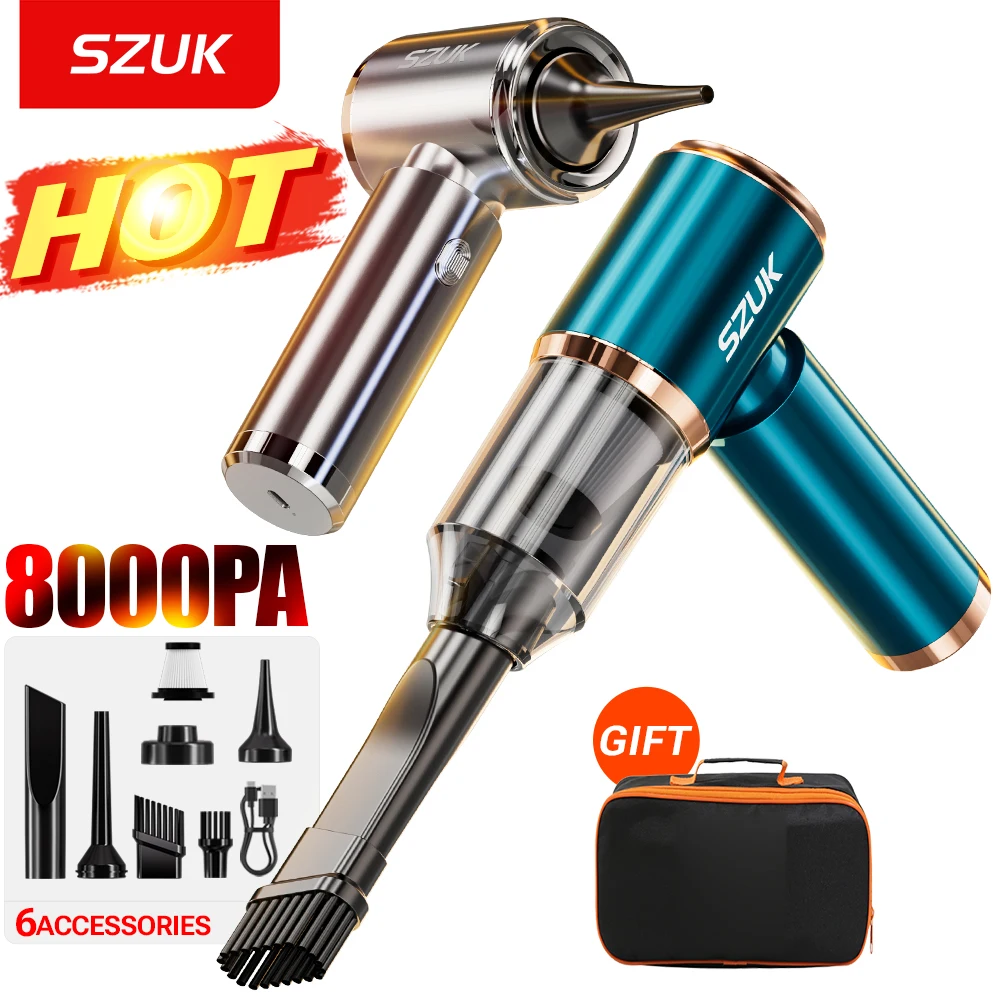 

Новый автомобильный пылесос SZUK 8000Pa, беспроводной, с мощным всасыванием, ручной, портативный, мини-пылесос для автомобиля