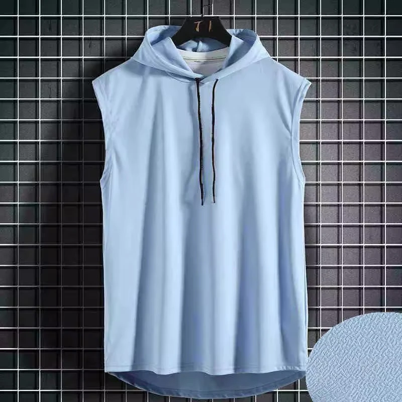 الرجال سترة دون أكمام هوديي بلون جديد Y2K تانك القمم تي شيرت للرجال مقنعين رجل سترات القمم الهيب هوب الرجال تانك القمم تي شيرت #2