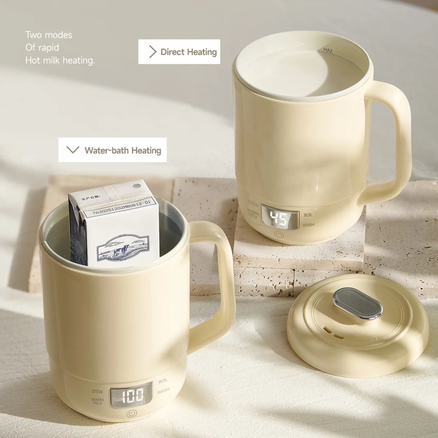 600ml Mini Electric Heating Mug Multi-Function Portable Cooker Stew Boil Warm Milk Keep Warm for Office Dorm Travel Home image 2