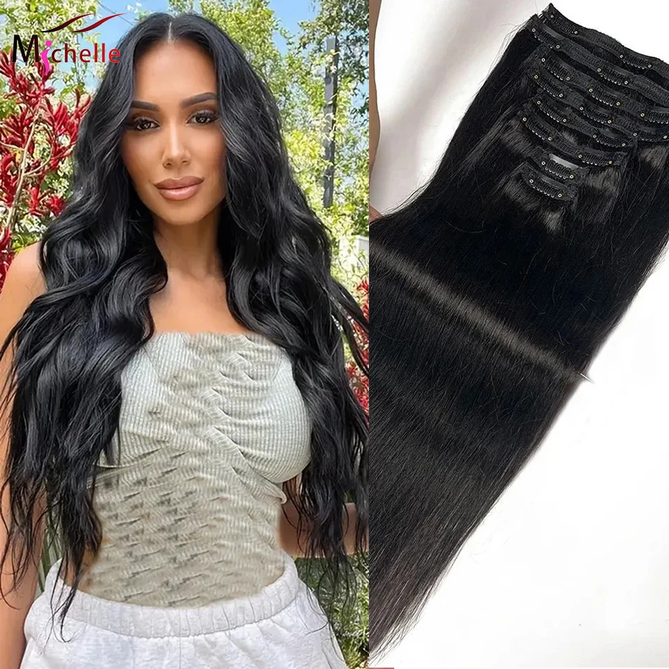 

Наращивание волос на клипсах, прямые 100% настоящие человеческие волосы, заколки для наращивания, качество салона, 8 шт., наращивание волос на клипсе, натуральный цвет