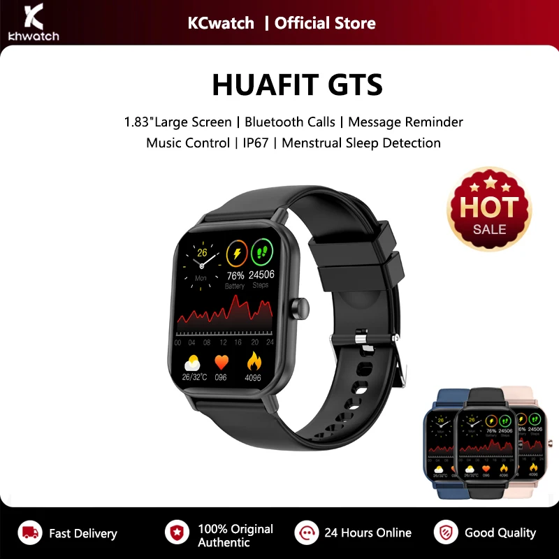 

KHwatch GTS Смарт-часы 1,83-дюймовый большой экран Bluetooth-напоминание о вызове Управление музыкой Фитнес-отслеживание Смарт-часы IP67 Для мужчин