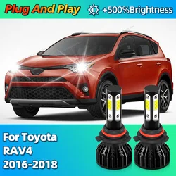 2Pcs Turbo 30000Lm Car Headlight LED Bulbs CANBUS Lights 9012 HIR2 For Toyota RAV4 2016 2017 2018 6000K 4Side Chip Headlamp