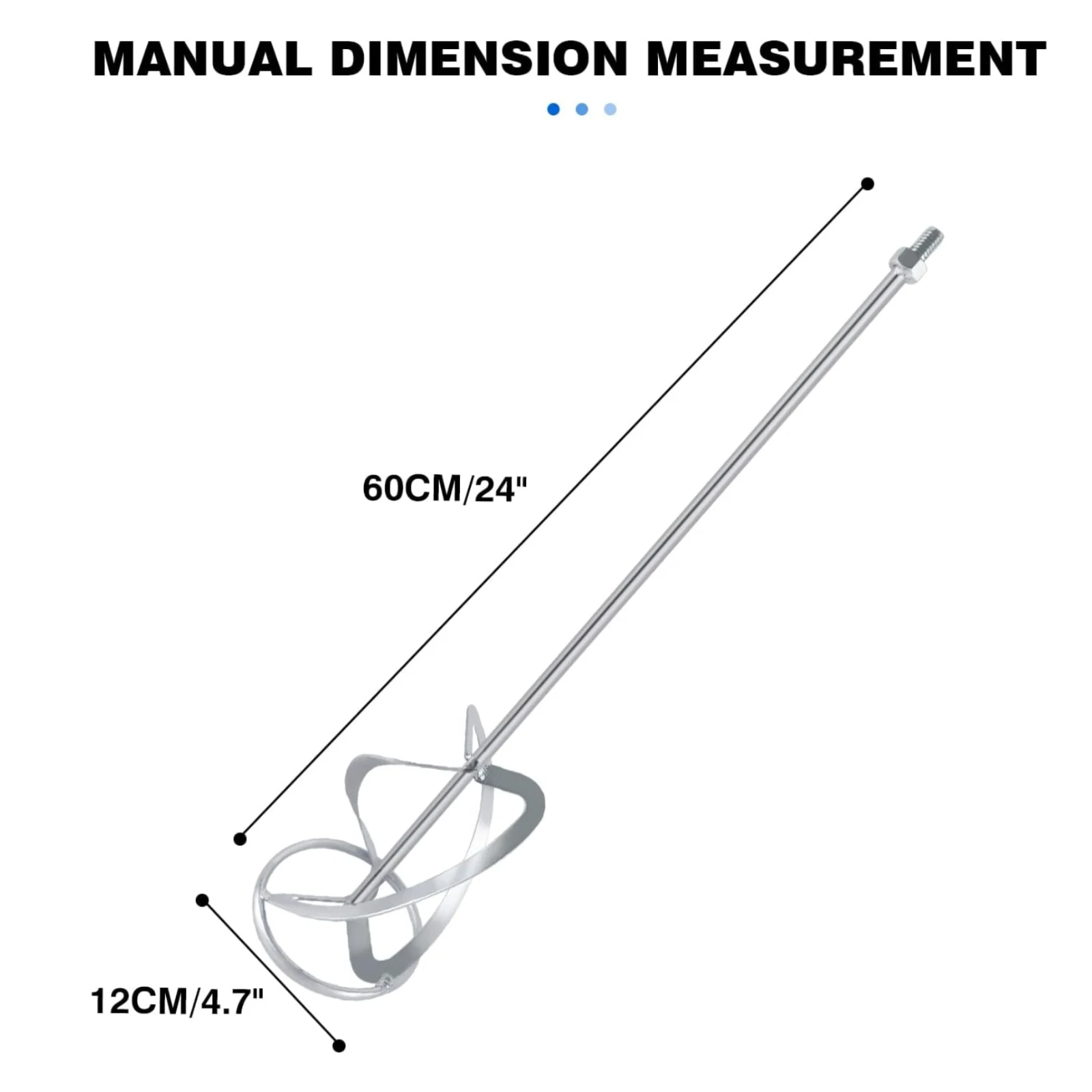 M14 Gewinde-Mischstab 600mm aus verzinktem Stahl, Helix-Rührstab für Farbe, Mörtel, Zement, Putz, Harz, Spachtelmasse, Mischbohrer, Rührer