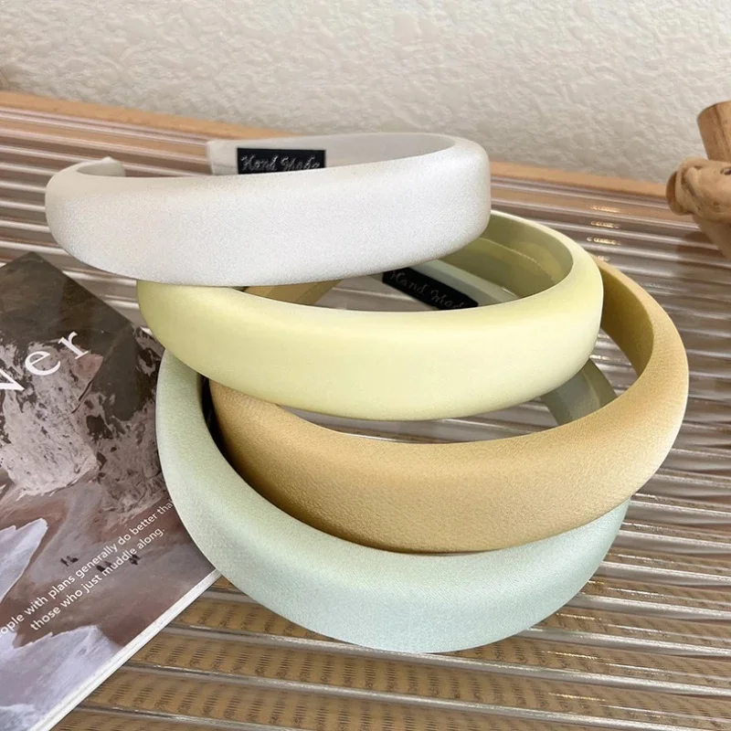 2024 printemps/été nouveau Satin brillant éponge large cerceau de cheveux femme mode élégant bandeau lavage visage bandeau de cheveux femme coiffure