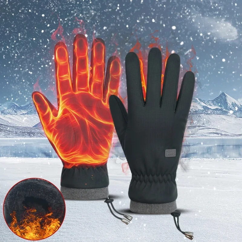 AliExpress RNO Rich Name Ocean Men's Black Windproof Ski Gloves, Warm Snowboard Gloves, Men's Bicycle, Motorcycle Riding, Winter