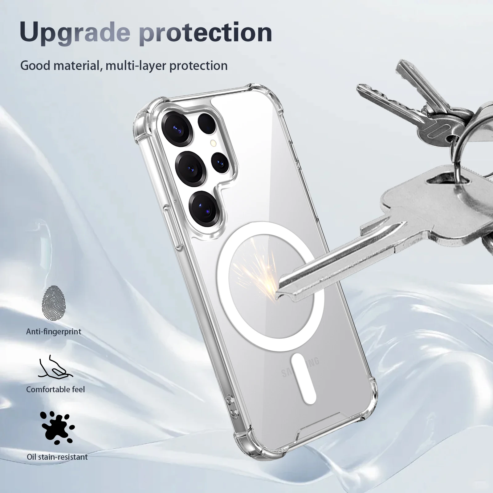 Transparent Airbag Shockproof Case For Samsung Galaxy S26 S25 S24 S23 S22 S21 S20 Ultra Plus FE 5G Magnetic Anti-Scratch Cover