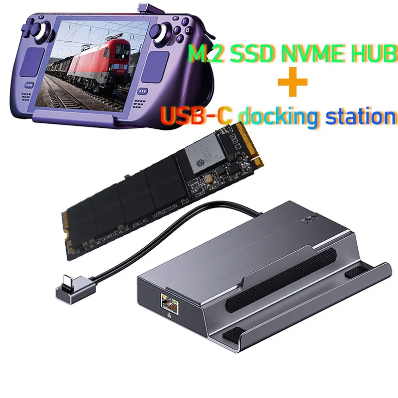 OLJ 7 em 1 tipo c hub doca nvme hd HDMI 4k 60hz ssd Docking station 100w pd carregamento RJ45 1000M para plataforma de vapor doca jsaux ayaneo