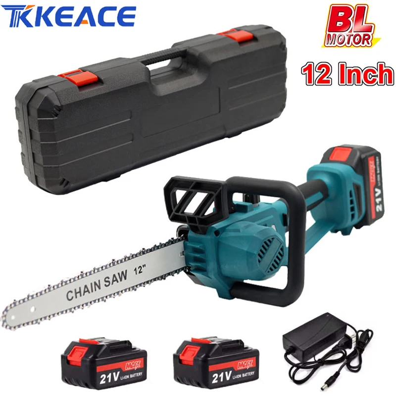 TKKEACE 12 pouces tronçonneuse sans fil scie à chaîne électrique à main coupe du bois outils électriques de jardin pour batterie Makita 18V