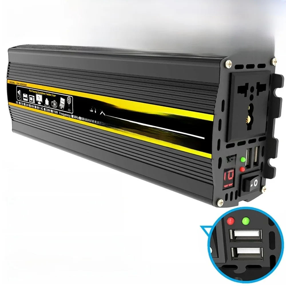 3000W-8000W czysta fala sinusoidalna przetwornica napięcia transformator inteligentny cyfrowy wyświetlacz samochód domowy konwerter DC12V na AC 220V — zdjęcie 2