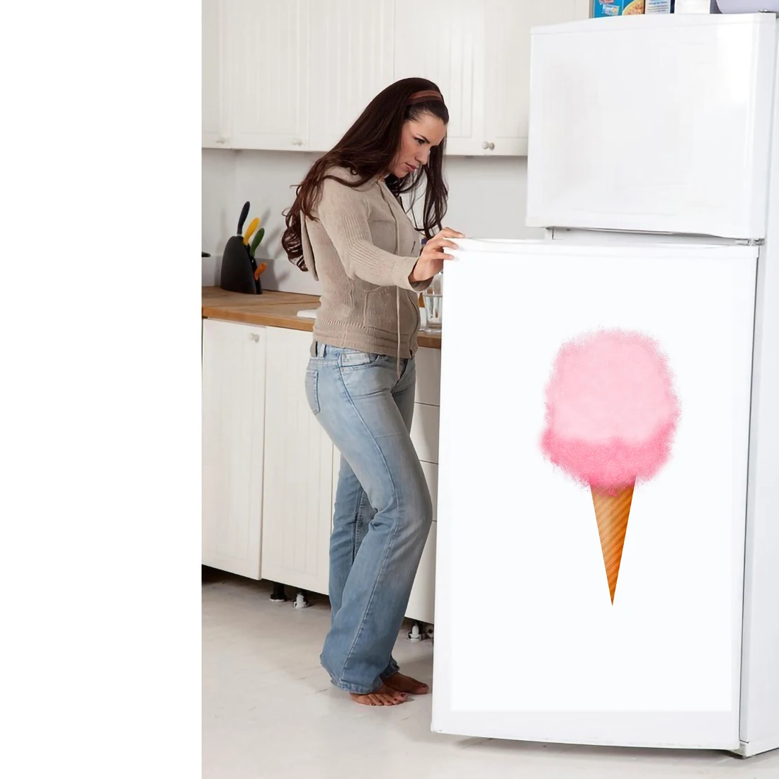 Three Ratels CP23 funny colorful ice cream sticker refrigerator decal dessert shop decoration