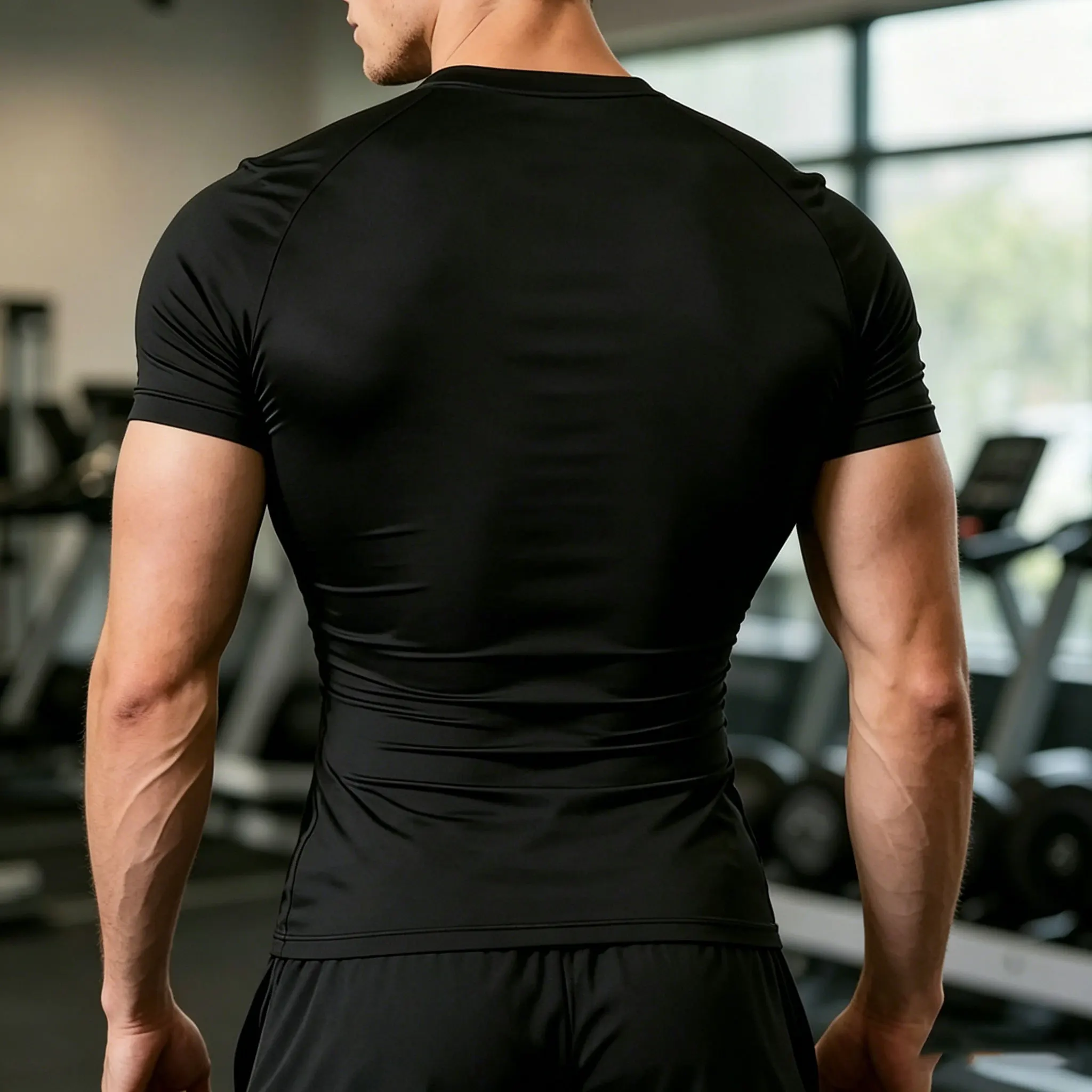 Men's Tribal Gothic Tattoo Print Compression T-Shirt, Quick Dry Short Sleeve Gym Fitness Workout Sports Undershirt Tee