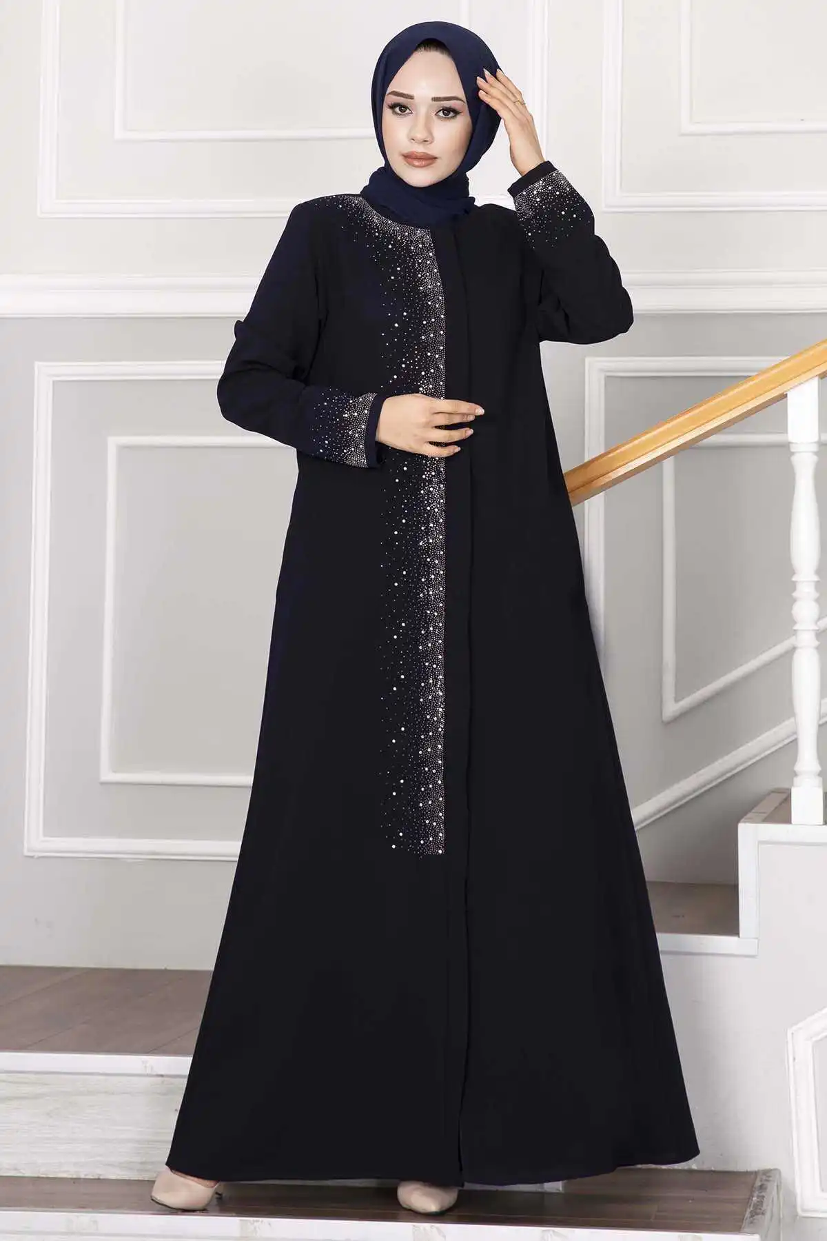 Women Hijab clothing Sprinkled Stone Detailed Hijab Abaya Muslim Abaya Dress Maxi Kaftan dresses for women Skirt Turkey