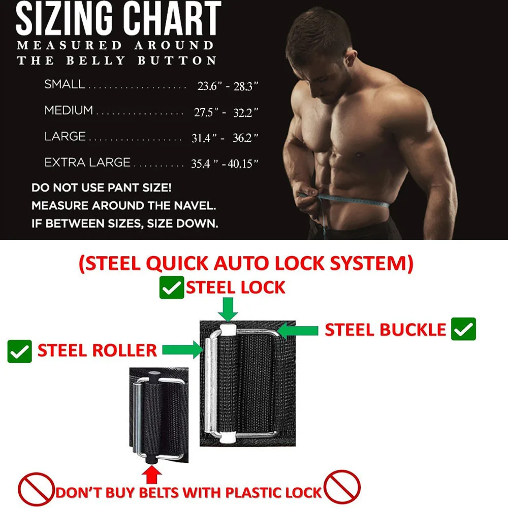 Quick Locking Weightlifting Belt Adjustable Nylon Gym Workout Belts for Men and Women Deadlifting Squatting Lifting Back Support