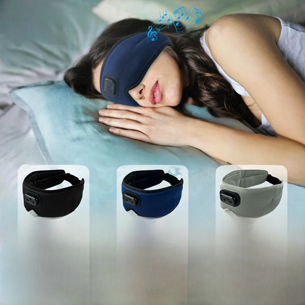 YiFanHeRong Écouteurs de sommeil blanc antibruit HD 3D, compatible Bluetooth 5.2, masque pour les yeux, arrêt automatique, occultant, couvre-yeux pour le sommeil 3