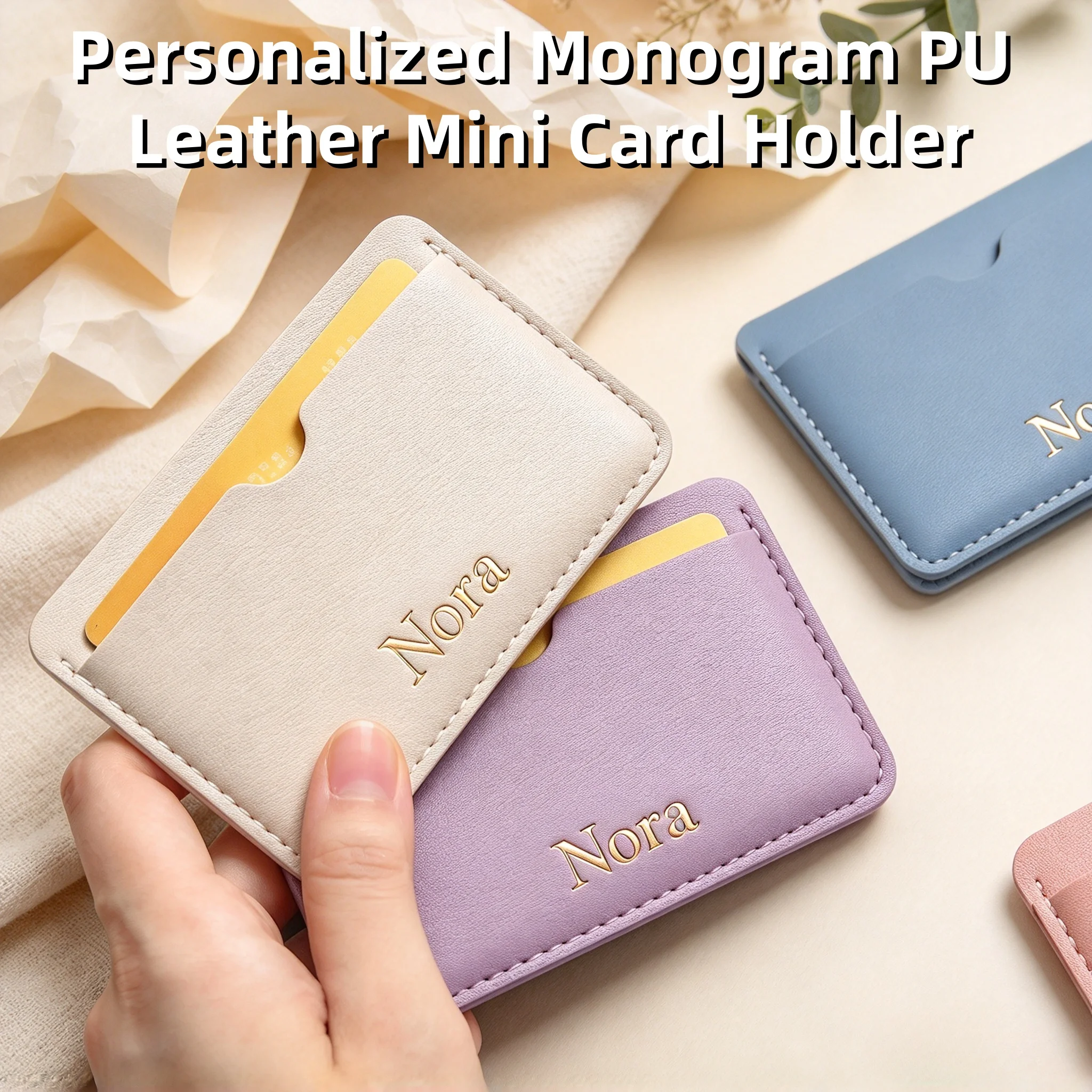 Custom Name PU Leather Card Holder Wholesale Monogram Company Logo Slim Card Wallet Elegant Business ID Card Bus Card Bag Gift