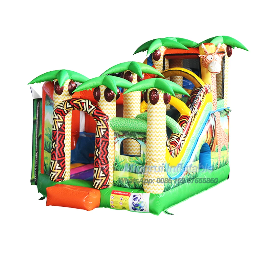 Inflatable Forest Jungle Giraffe Bouncing House for Kids, Bouncy Castle