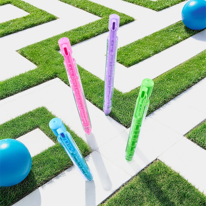 4Pcs/Set Maze Game Retractable Gel Pen 0.5mm CS Nib Stress Relief Quick-Dry Smooth Writing Exam Pen for Students