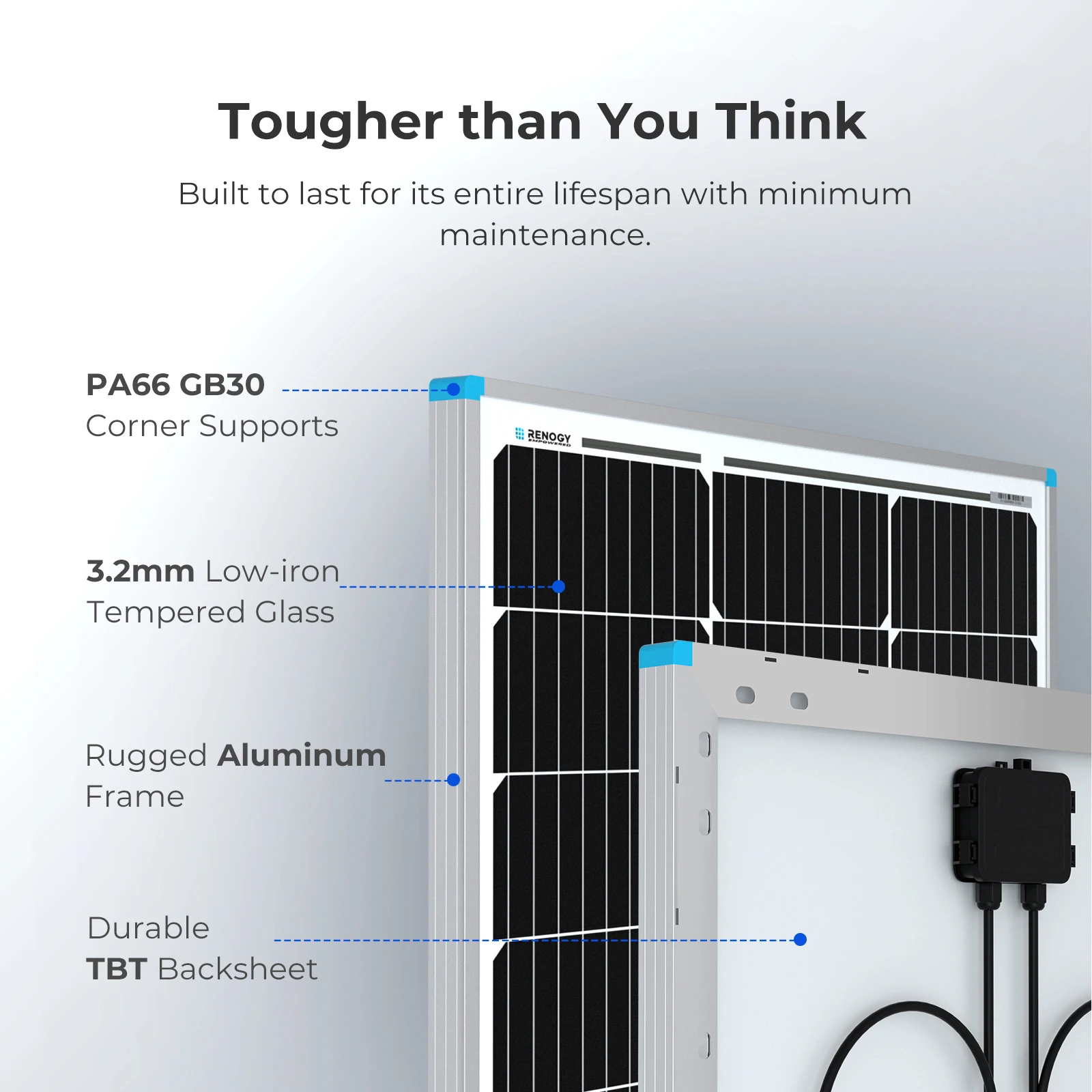 Imagem -03 - Renogy Painel Solar de Alta Eficiência Módulo pv Monocristalino Carregador de Energia para rv Marine Rooftop Bateria Farm 100 w 12 Volts