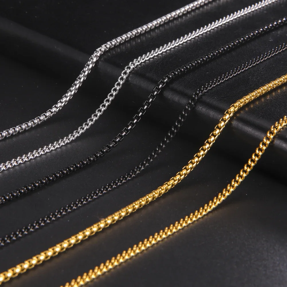 Skyrim Mode 60 cm Lange Box Kette Halskette Männer Edelstahl Schwarz Gold Farbe Link Ketten Grundlegende Punk Schmuck Großhandel