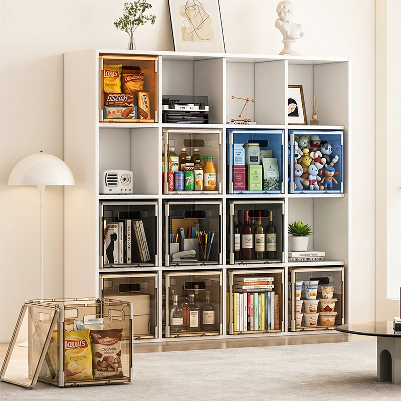 Rubik's Cube Folding Storage Box Transparent Visible with Lid Storage Box Toys Snacks Books Miscellaneous Sorting and Organizing