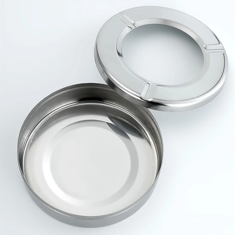 Round Stainless Steel Cigarette Ashtray with Lid Smoking Accessories