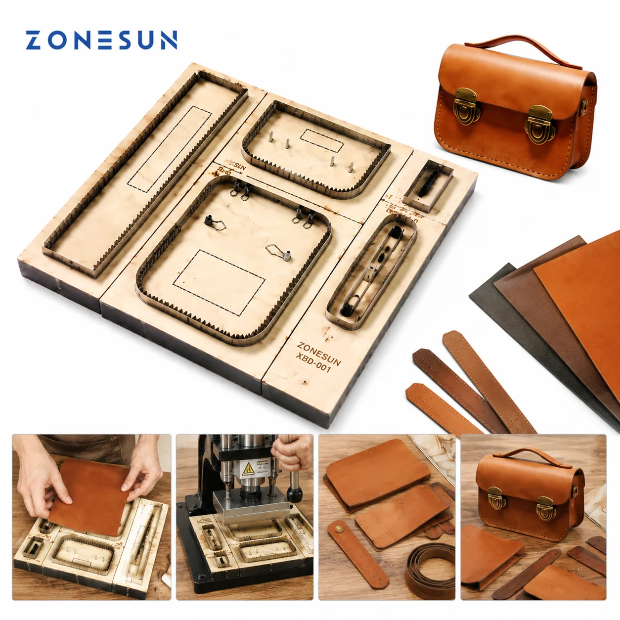 ZONESUN Leather Cutting Die Custom Steel Rule Die for Handbag Crossbody Bag Wallet Coin Purse DIY Leather Craft Punching Tool