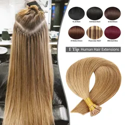Straight I Tip Hair Extension Real Human Hair Extension Capsule Keratin Fusion Human Hair Extension 16 Inch 0.8g/stand 100s/pack