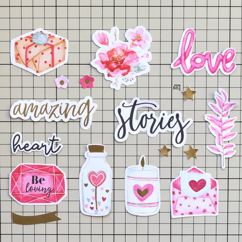 Creative Path 150 Stück Scrapbooking-Stanzformen, niedliche Liebes-Papierstanzformen, Ephemera für DIY-Bastelarbeiten, Junk-Journaling, Kartenherstellung – Detail 3