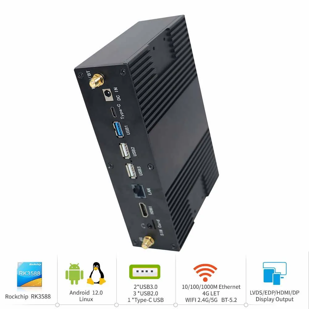 RK3588 8K Industrial digital Media Player, TV box, mini pc, Octa-Core 2.4GHz, Android 12 or Linux, RS232, RS485, wifi6, BT5.2