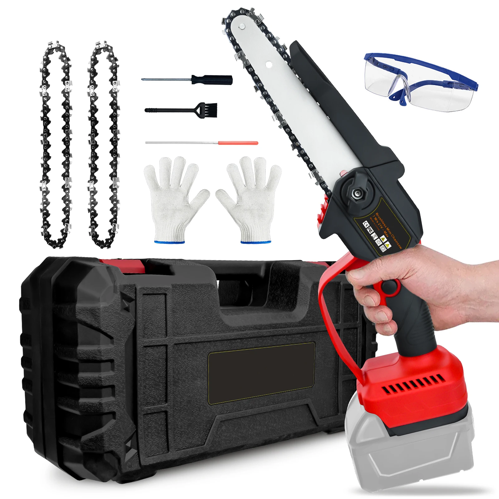 

6 Inch 450W Cordless Chainsaw For Milwaukee 18/20V Li-ion Battery Woodworking Garden Tool Mini Handheld Electric Pruning Saw