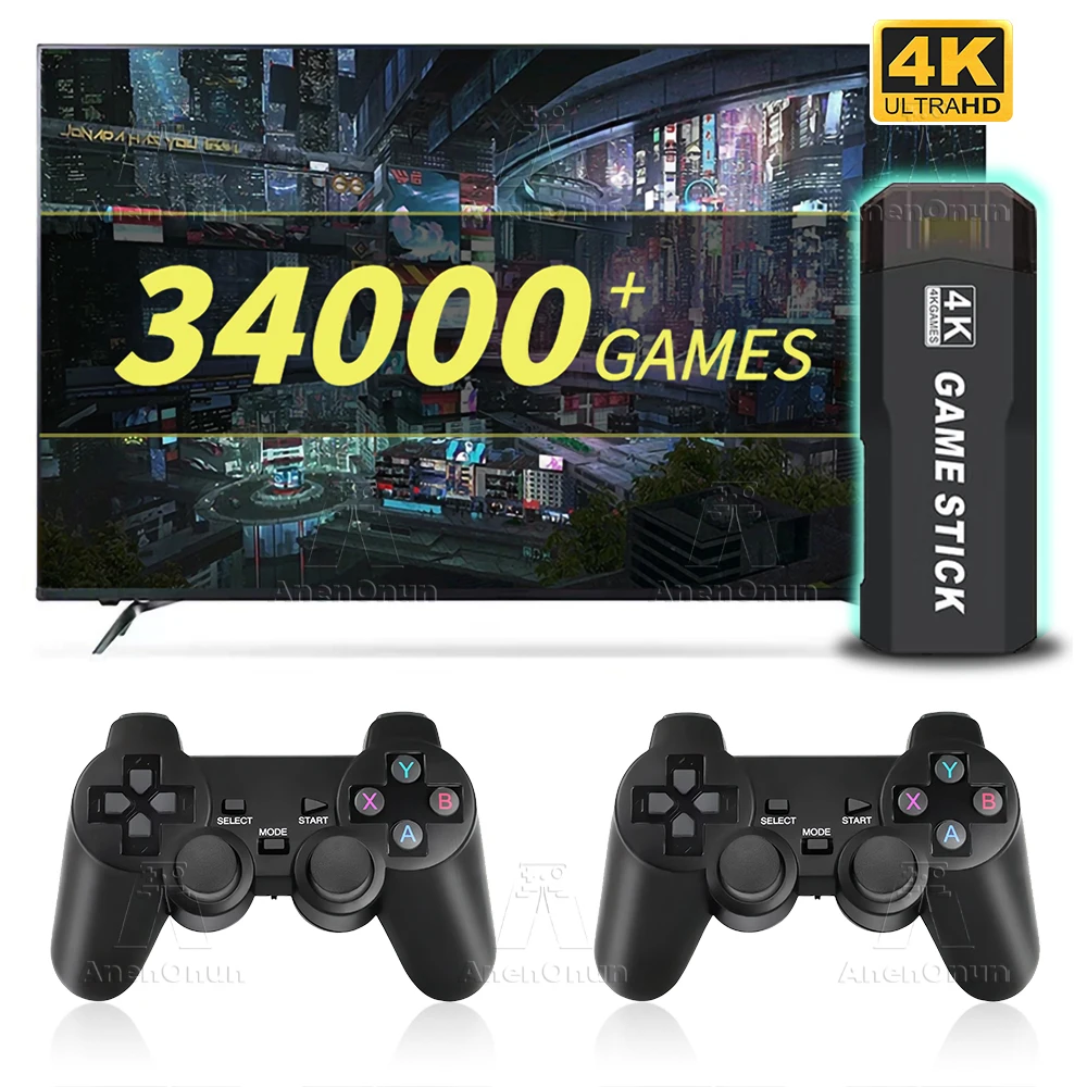 4k Game Stick Built in 34000 Games 28 Emulator High Quality TV Video Game Console High Performance Emuelec Retro Gaming Machine