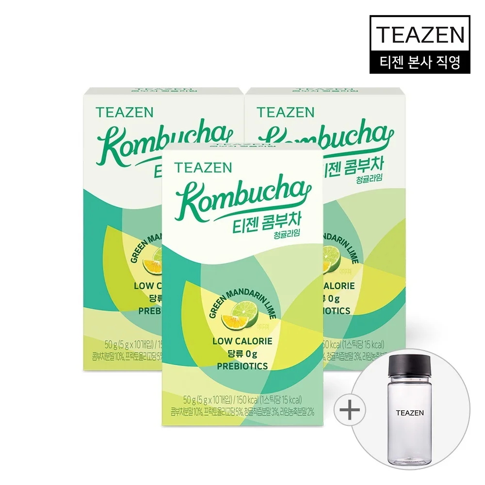 Teazen Kombucha tangerine lime 10 stick X3 box