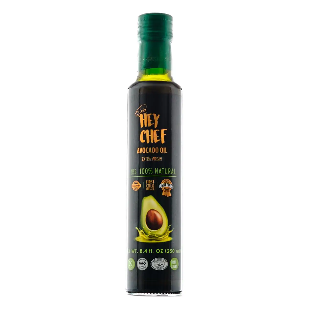 Hey Chef Pure Avocado Oil Unrefined Artisanally Made Exclusively from Avocado Pulp 8.4 oz