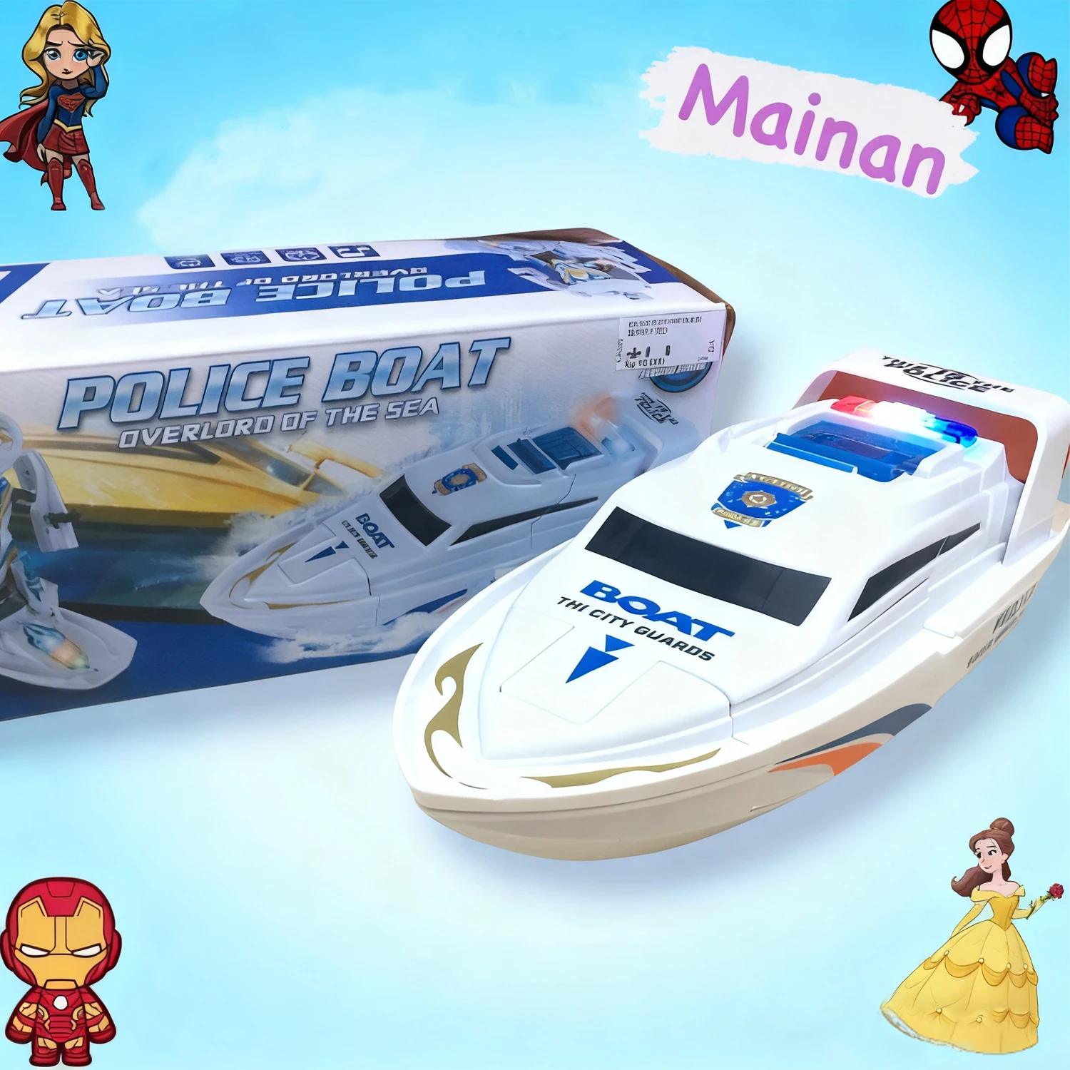 قارب شرطة سريع وروبوت قابل للتحويل مع حركة وأضواء ومؤثرات صوتية: روبوت شرطة، هدية عيد ميلاد مثالية للطفل. #2