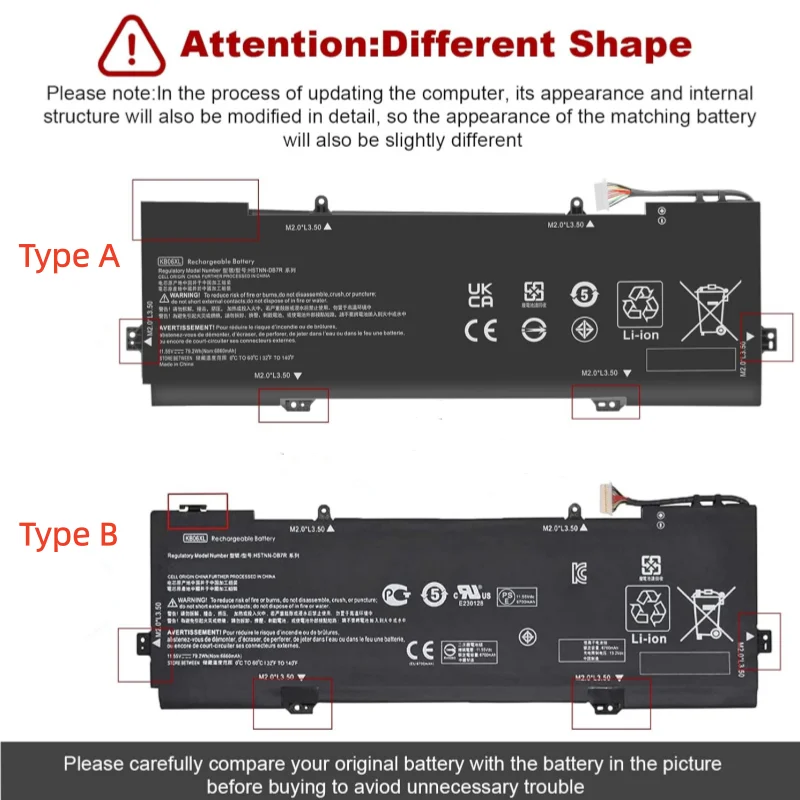 

New 6Cell 11.55V 79.2Wh 902499-855 KB06XL Laptop Battery For HP Spectre X360 15-BL 15-BL002XX 15-bl000na TPN-Q179 HSTNN-DB7R