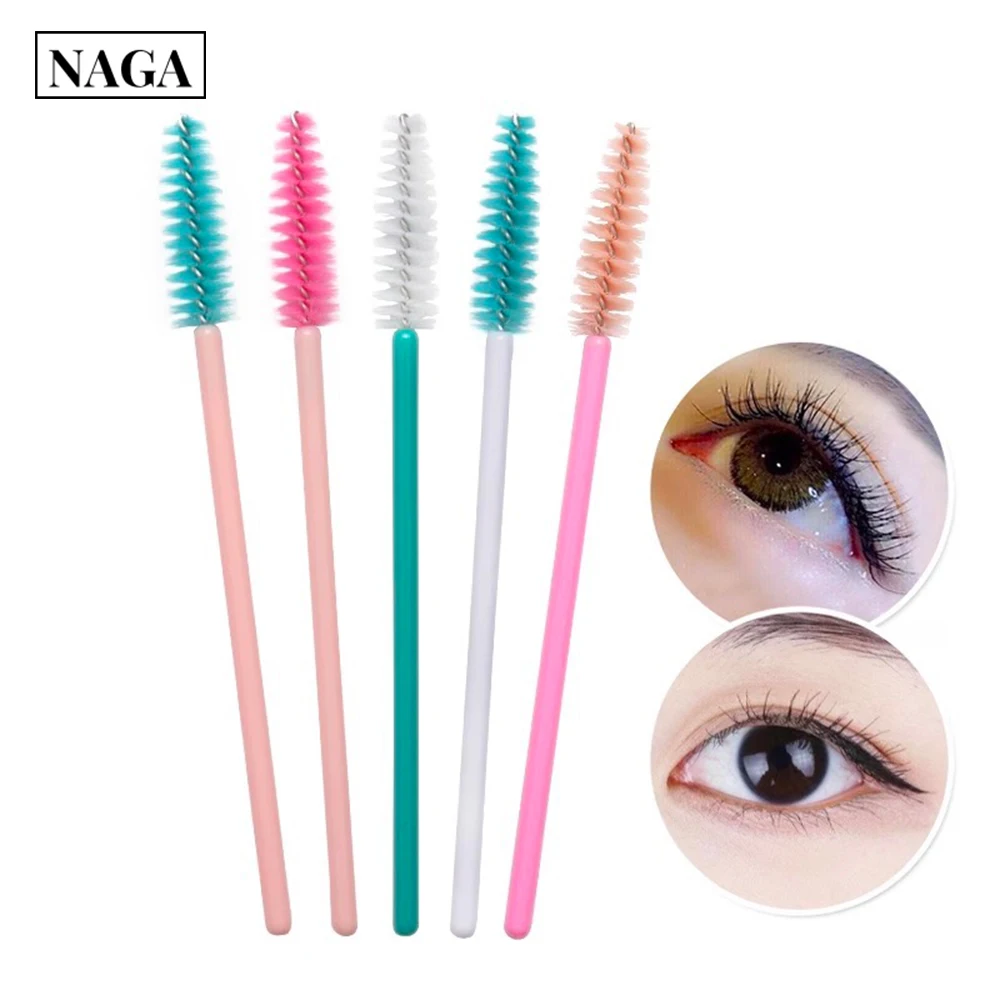 NAGA-Pinceau à cils de poulet, brosse à sourcils, pinceaux fins et doux, outils de maquillage, accessoires de maquillage, fournisseurs, 50 pièces par paquet