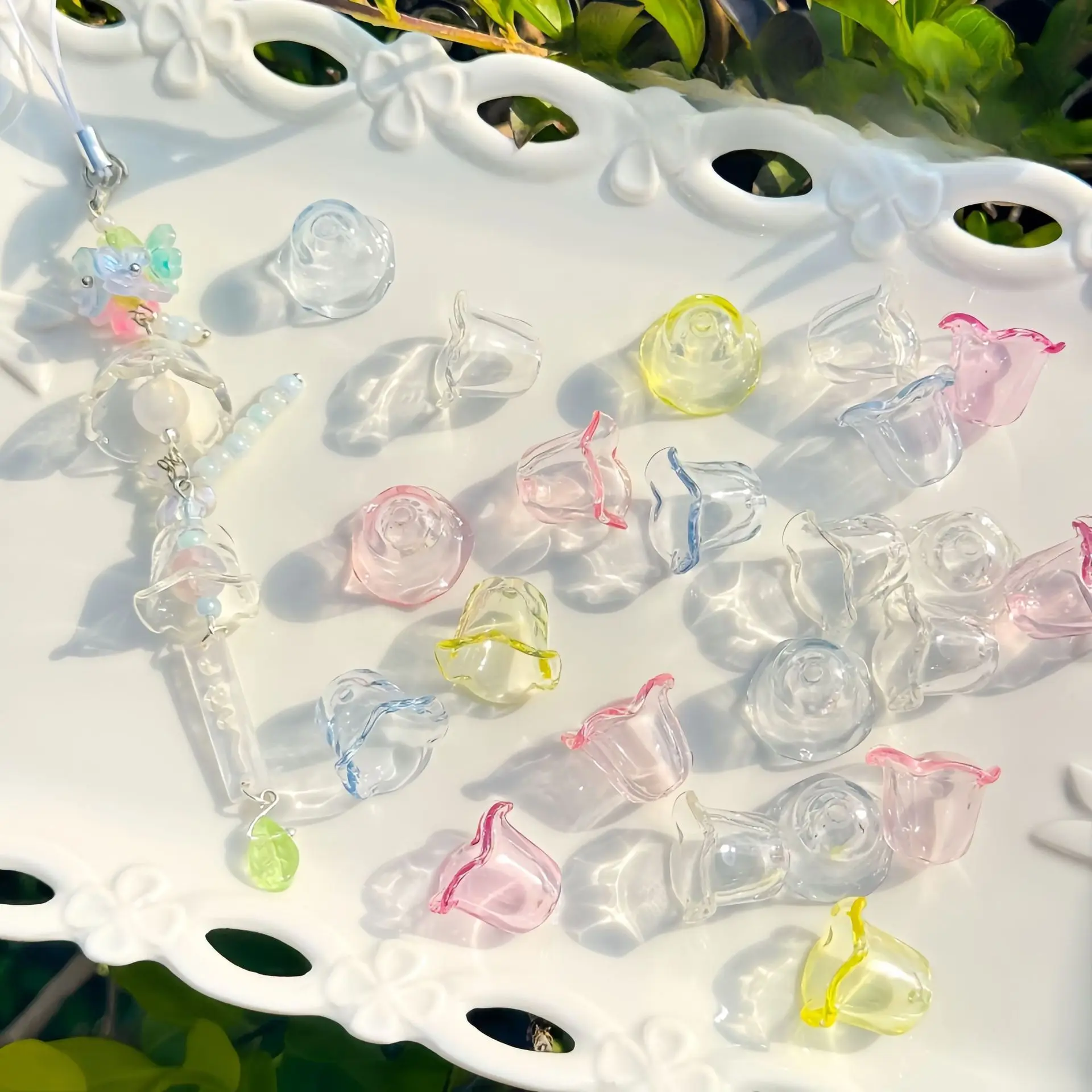Y2K Jellyfish Key Chain Wind Chimes Bead Caps Charms For DIY Colorful Wind Bell Beads Pendant Earring Jewelry Making Accessories