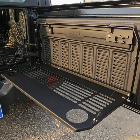 SXMA JL1042 접이식 뒷문 테이블 카고 선반 Wrangler 2018+ 용 Jeep JL 용 후면 접이식 보관 선반
