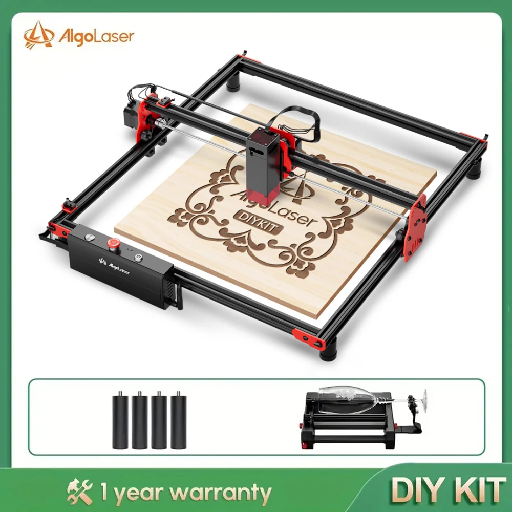 AlgoLaser DlY KIT 5W Laser Engraver Rotary Roller Sets Support WIFI Emergency Stop For DIY Wood Metal Acrylic Leather Glass