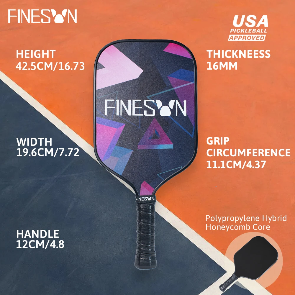 Finesun Pickleball Paddles Carbon Friction Surface with High Grit & Spin Pickle Ball Paddle USAPA Approved Pickleball Rackets