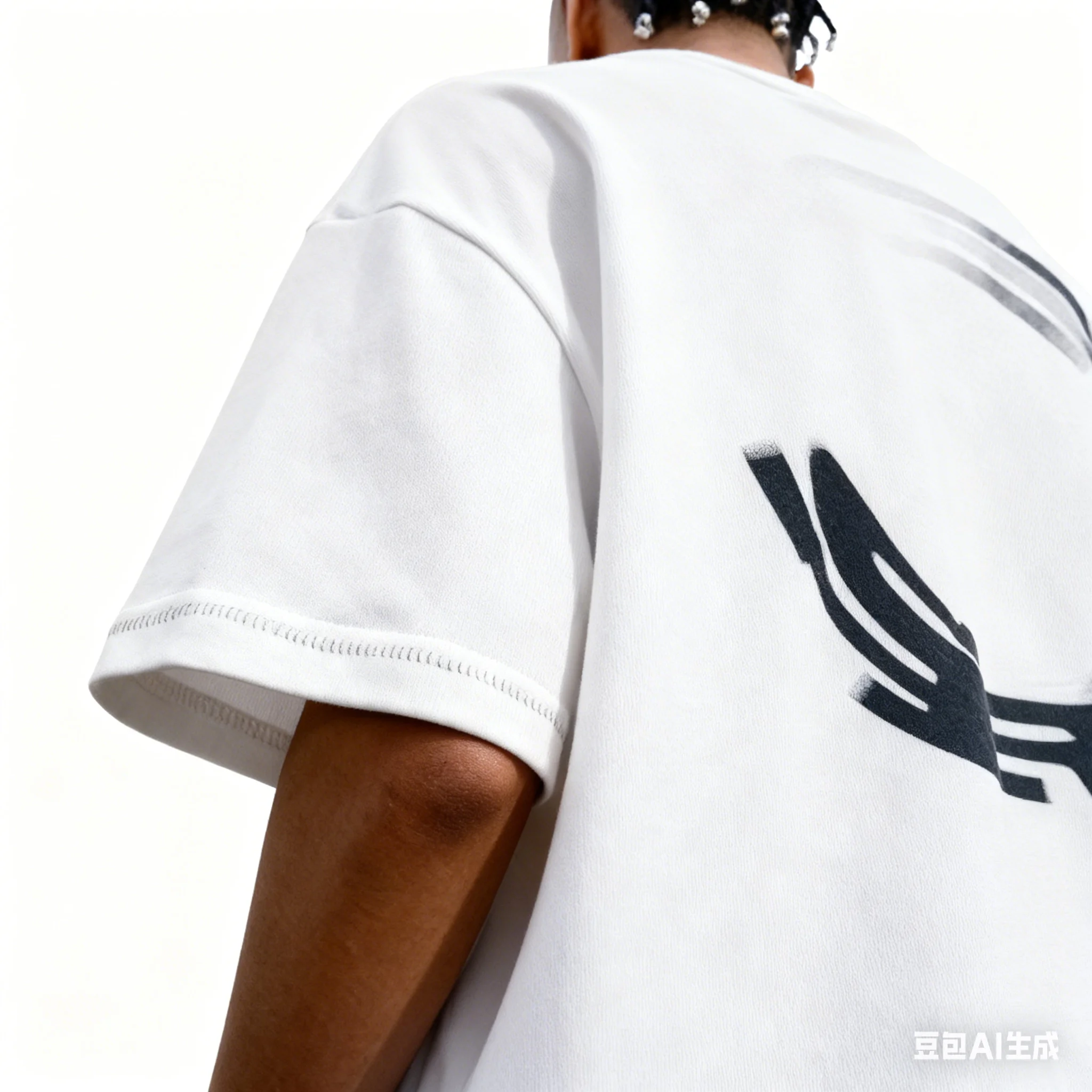 Men's Oversized White T-Shirt with Abstract Black Circle Back Print