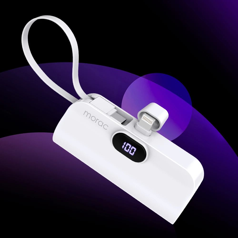 morac 모락 런처 2in1 도킹형 디스플레이 보조배터리 C타입 8핀 5000mAh 미니 휴대용