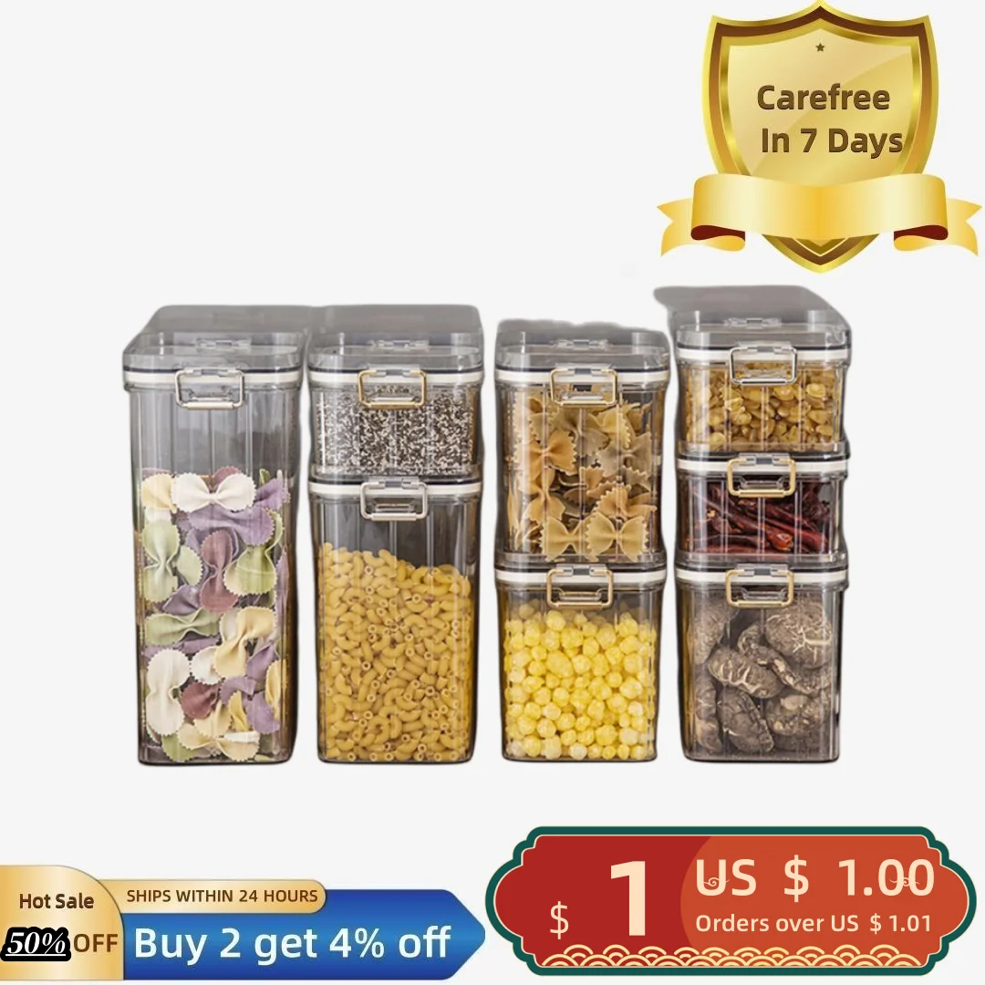 

450/900/1350/1800ML Clear Food Storage Jar Large Capacity Refrigerator Multi-functional Dry Goods Fruit Snacks Airtight Sealing