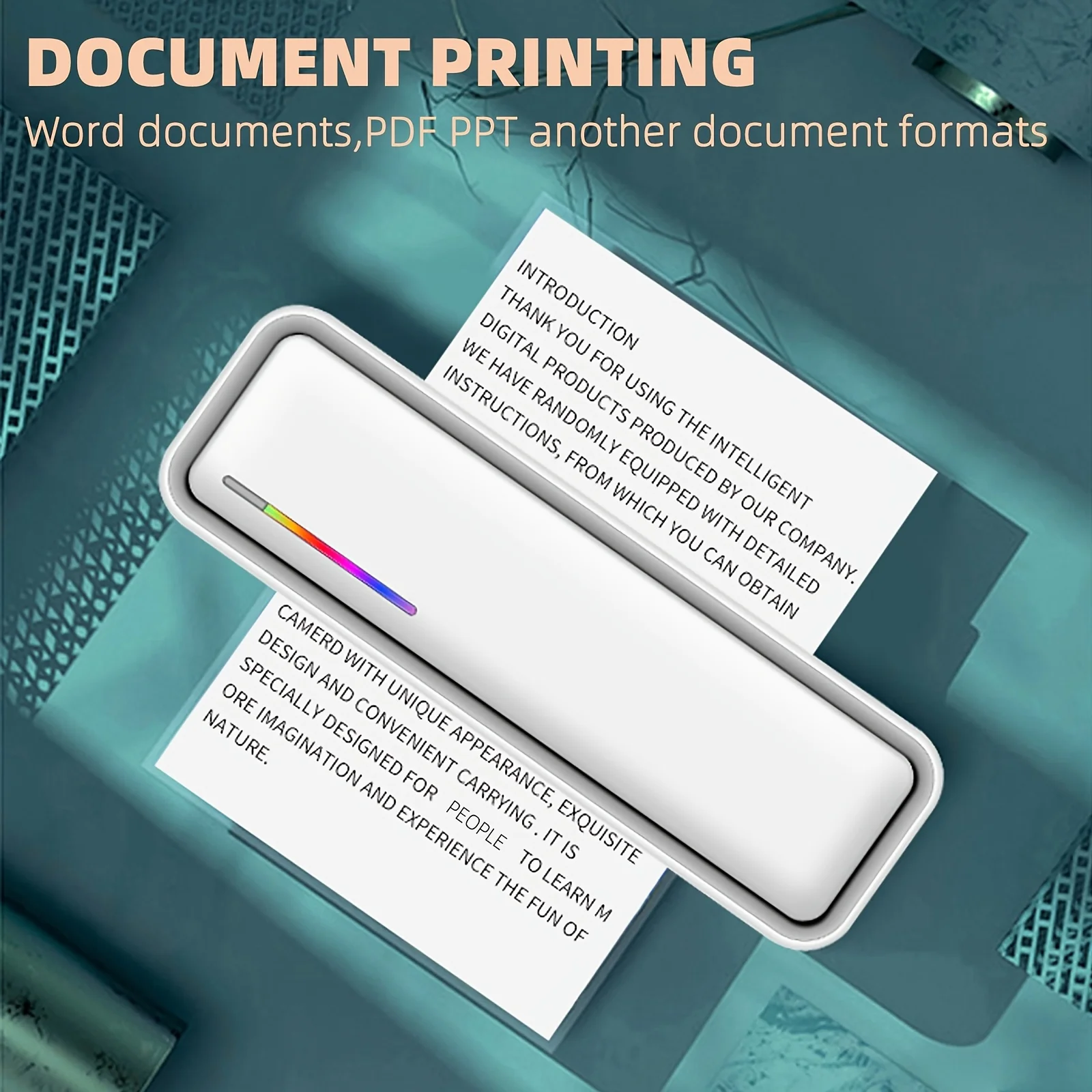 Portable A4 Thermal Printer, Wireless Travel Printer, Wireless Thermal Ink-Free Printer Set, 300DPI Image Processing Technology