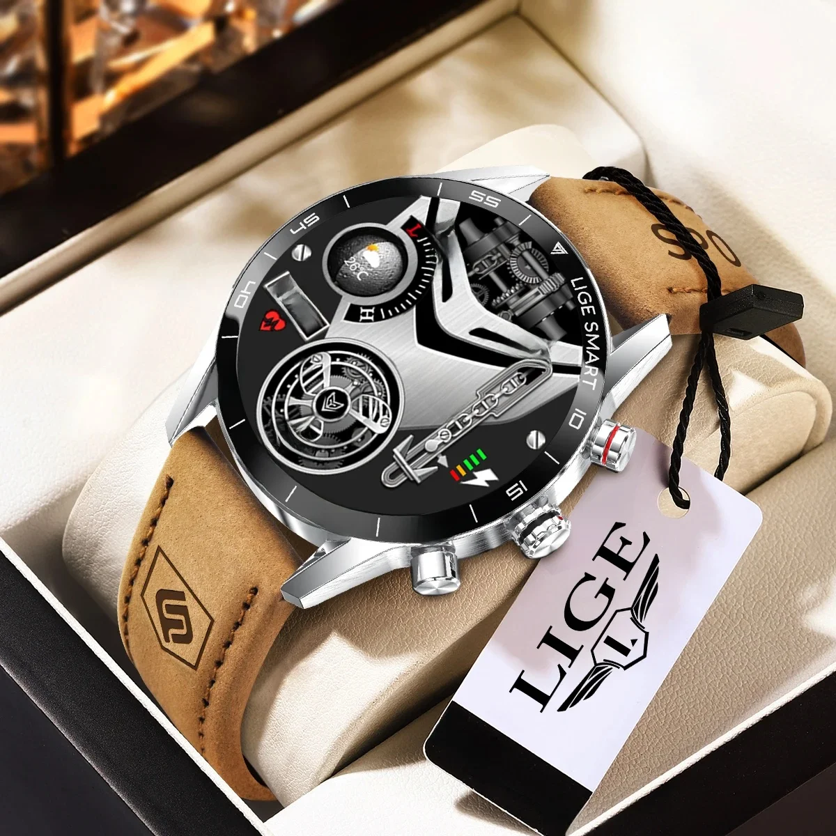 LIGE 2026 Neue Robuste Militär-GPS-Smartwatch für Herren AMOLED HD-Bildschirm Herzfrequenz Bluetooth-Anruf Wasserdichte Outdoor-Smartwatch