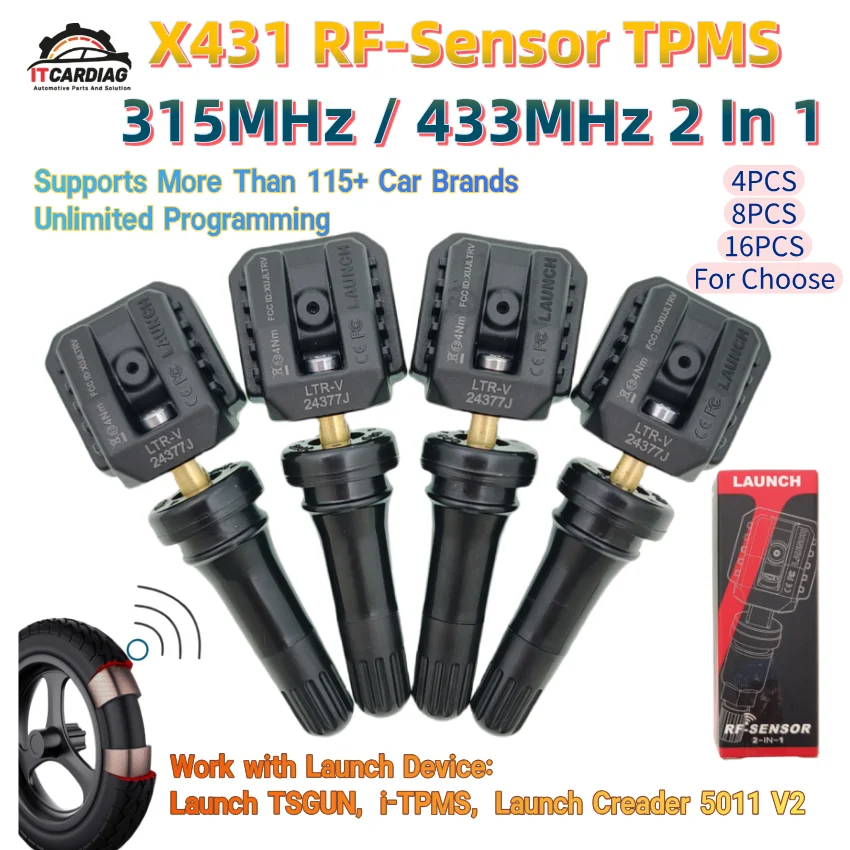 LAUNCH X431 Sensor NEWEST Rubber RF-Sensor 315MHz/433MHz 2 in 1 TPMS Tire Repair Tools Scanner for TSGUN i-TPMS 5011 V2 Tester